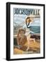 Jacksonville, Florida - Sailing Pinup Girl-Lantern Press-Framed Art Print
