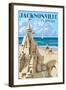 Jacksonville, Florida - Sand Castle-Lantern Press-Framed Art Print