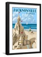 Jacksonville, Florida - Sand Castle-Lantern Press-Framed Art Print