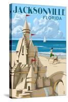 Jacksonville, Florida - Sand Castle-Lantern Press-Stretched Canvas