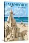 Jacksonville, Florida - Sand Castle-Lantern Press-Stretched Canvas