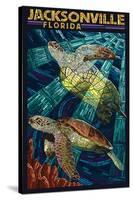 Jacksonville, Florida - Sea Turtle Paper Mosaic-Lantern Press-Stretched Canvas