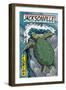 Jacksonville, Florida - Sea Turtle Woodblock Print-Lantern Press-Framed Art Print