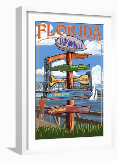 Jacksonville, Florida - Sign Destinations-Lantern Press-Framed Art Print