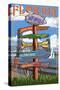 Jacksonville, Florida - Sign Destinations-Lantern Press-Stretched Canvas