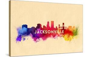 Jacksonville, Florida - Skyline Abstract-Lantern Press-Stretched Canvas