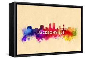 Jacksonville, Florida - Skyline Abstract-Lantern Press-Framed Stretched Canvas