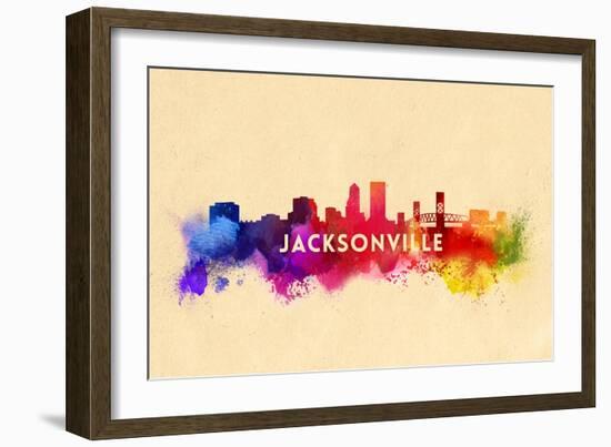 Jacksonville, Florida - Skyline Abstract-Lantern Press-Framed Art Print