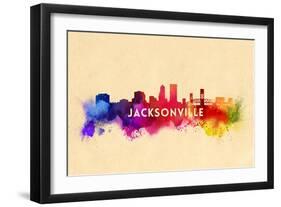 Jacksonville, Florida - Skyline Abstract-Lantern Press-Framed Art Print