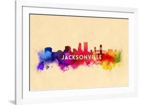 Jacksonville, Florida - Skyline Abstract-Lantern Press-Framed Art Print