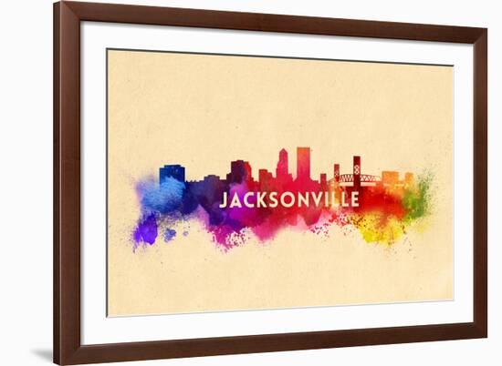 Jacksonville, Florida - Skyline Abstract-Lantern Press-Framed Art Print