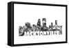 Jacksonville Florida Skyline BG 2-Marlene Watson-Framed Stretched Canvas