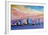 Jacksonville Florida Skyline With Bridge At Sunset-Markus Bleichner-Framed Art Print