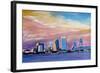 Jacksonville Florida Skyline With Bridge At Sunset-Markus Bleichner-Framed Art Print