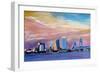 Jacksonville Florida Skyline With Bridge At Sunset-Markus Bleichner-Framed Art Print