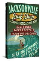 Jacksonville, Florida - Surf Shop-Lantern Press-Stretched Canvas