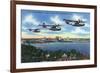 Jacksonville, Florida - US Navy Bombers over St. John's River-Lantern Press-Framed Premium Giclee Print