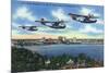 Jacksonville, Florida - US Navy Bombers over St. John's River-Lantern Press-Mounted Premium Giclee Print