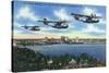 Jacksonville, Florida - US Navy Bombers over St. John's River-Lantern Press-Stretched Canvas