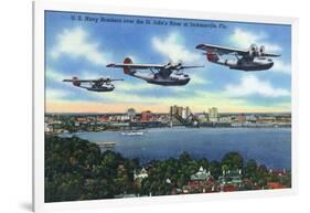 Jacksonville, Florida - US Navy Bombers over St. John's River-Lantern Press-Framed Art Print