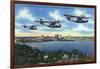 Jacksonville, Florida - US Navy Bombers over St. John's River-Lantern Press-Framed Art Print