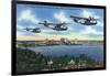 Jacksonville, Florida - US Navy Bombers over St. John's River-Lantern Press-Framed Art Print