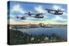 Jacksonville, Florida - US Navy Bombers over St. John's River-Lantern Press-Stretched Canvas