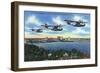 Jacksonville, Florida - US Navy Bombers over St. John's River-Lantern Press-Framed Art Print