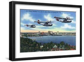 Jacksonville, Florida - US Navy Bombers over St. John's River-Lantern Press-Framed Art Print