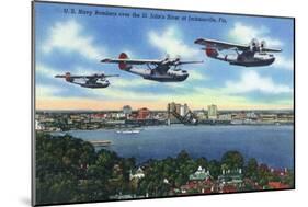 Jacksonville, Florida - US Navy Bombers over St. John's River-Lantern Press-Mounted Art Print