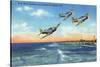 Jacksonville, Florida - US Navy Bombers over the Beach-Lantern Press-Stretched Canvas