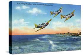 Jacksonville, Florida - US Navy Bombers over the Beach-Lantern Press-Stretched Canvas