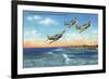 Jacksonville, Florida - US Navy Bombers over the Beach-Lantern Press-Framed Art Print