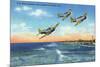 Jacksonville, Florida - US Navy Bombers over the Beach-Lantern Press-Mounted Art Print