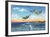 Jacksonville, Florida - US Navy Bombers over the Beach-Lantern Press-Framed Art Print