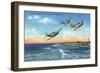 Jacksonville, Florida - US Navy Bombers over the Beach-Lantern Press-Framed Art Print