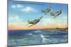 Jacksonville, Florida - US Navy Bombers over the Beach-Lantern Press-Mounted Art Print