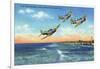 Jacksonville, Florida - US Navy Bombers over the Beach-Lantern Press-Framed Art Print