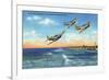 Jacksonville, Florida - US Navy Bombers over the Beach-Lantern Press-Framed Premium Giclee Print