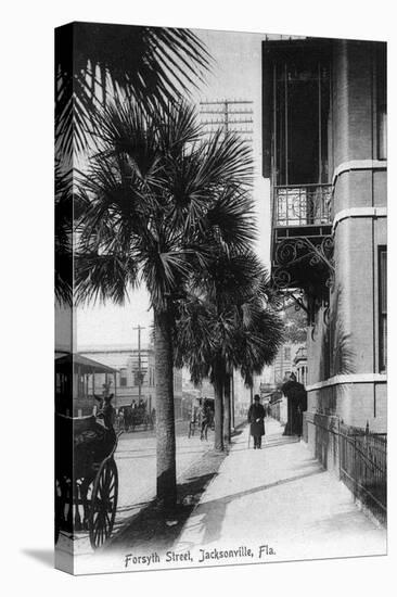 Jacksonville, Florida - View Down Forsyth Street-Lantern Press-Stretched Canvas