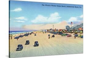 Jacksonville, Florida - View of World's Widest Ocean Beach-Lantern Press-Stretched Canvas