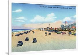 Jacksonville, Florida - View of World's Widest Ocean Beach-Lantern Press-Framed Art Print