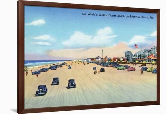 Jacksonville, Florida - View of World's Widest Ocean Beach-Lantern Press-Framed Art Print