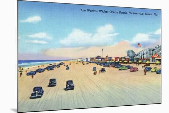 Jacksonville, Florida - View of World's Widest Ocean Beach-Lantern Press-Mounted Art Print