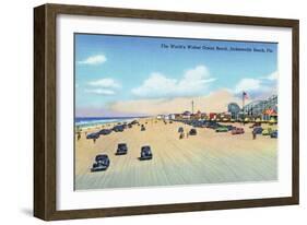 Jacksonville, Florida - View of World's Widest Ocean Beach-Lantern Press-Framed Art Print