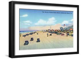 Jacksonville, Florida - View of World's Widest Ocean Beach-Lantern Press-Framed Art Print