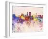 Jacksonville Skyline in Watercolor Background-paulrommer-Framed Art Print