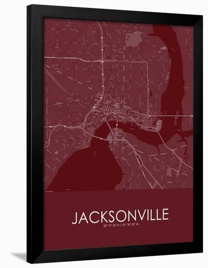 Jacksonville, United States of America Red Map-null-Framed Poster