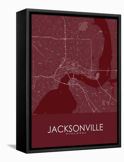 Jacksonville, United States of America Red Map-null-Framed Stretched Canvas