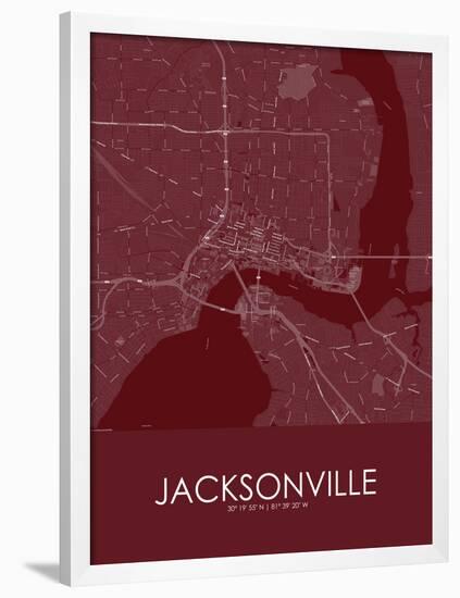 Jacksonville, United States of America Red Map-null-Framed Poster